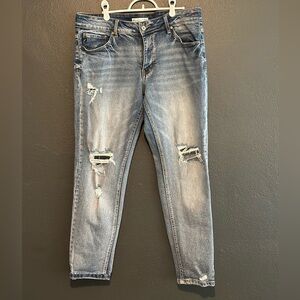 KanCan Faded Blue Distressed Boyfriend Jeans